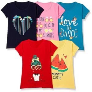 Girls Cotton Printed Regular Fit T-Shirt